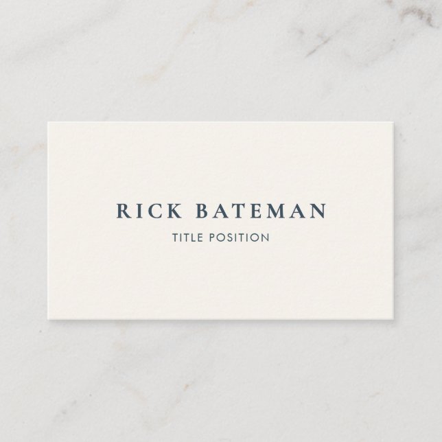 Professional Simple Ivory Blue Business Card (Front)