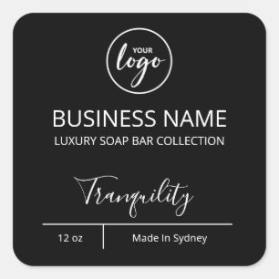 Professional Simple Logo Black Soap Bar Labels
