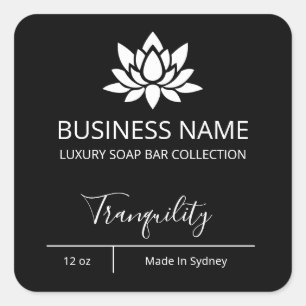 Professional Simple Lotus Black Soap Bar Labels