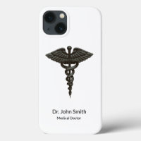 Professional Simple Medical Caduceus Black White