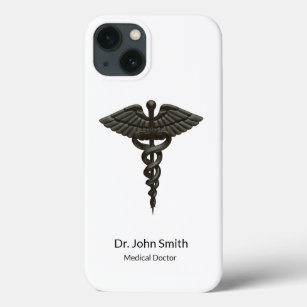 Professional Simple Medical Caduceus Black White Case-Mate iPhone Case
