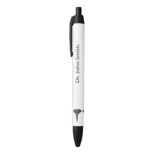 Professional Simple Medical Caduceus Black White Ink Pen