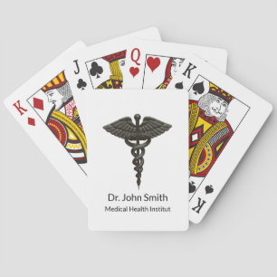 Professional Simple Medical Caduceus Black White Playing Cards