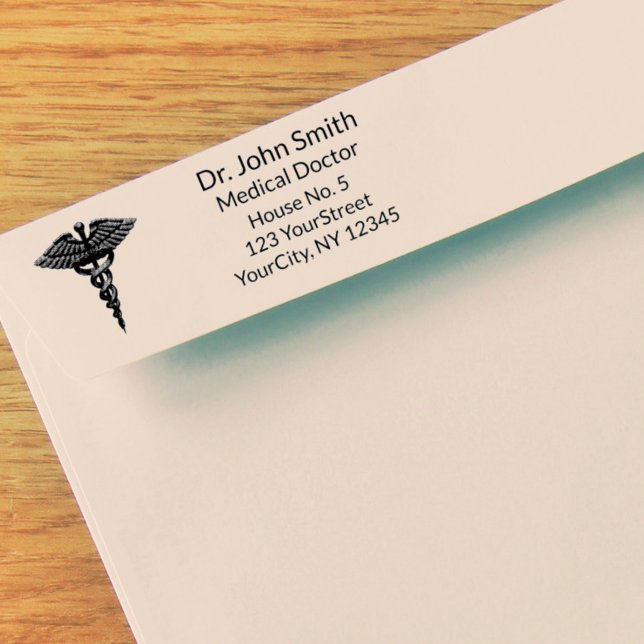 Professional Simple Medical Caduceus Black White Self-inking Stamp (Creator Uploaded)