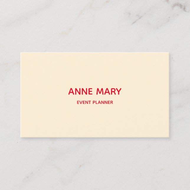 Professional Simple Minimal Orange Ivory Off White Business Card (Front)