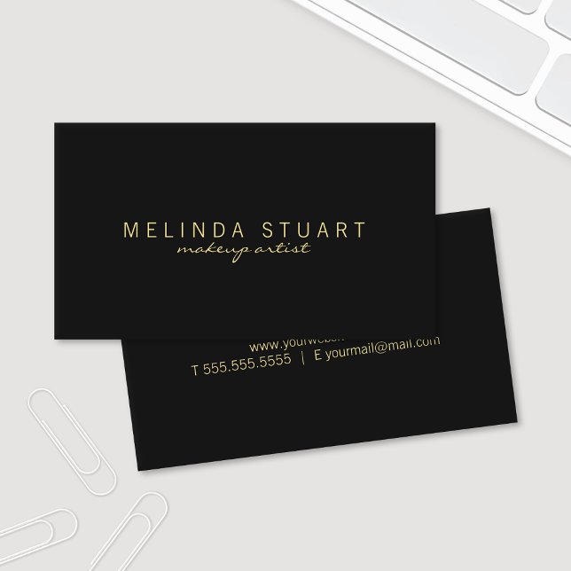 Professional Simple Modern Black and Gold Business Card (Creator Uploaded)