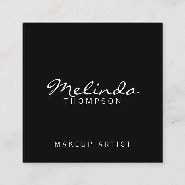 Professional Simple Modern Black and White Square Business Card (Front)