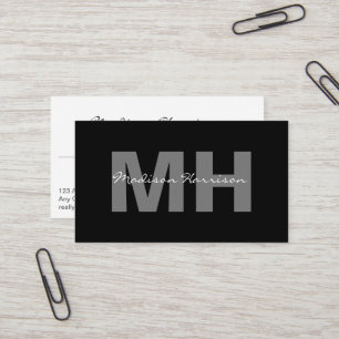 Professional Simple Modern Black Business Monogram Business Card