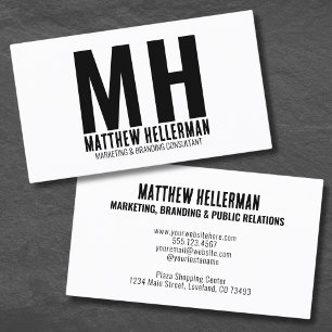 Professional Simple Modern Black White Monogram Business Card