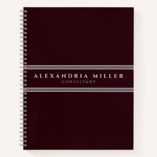 Professional Simple Modern Burgundy & Grey Stripe Notebook