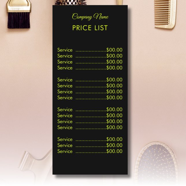 Professional Simple Modern Chartreuse Price List Menu (Creator Uploaded)