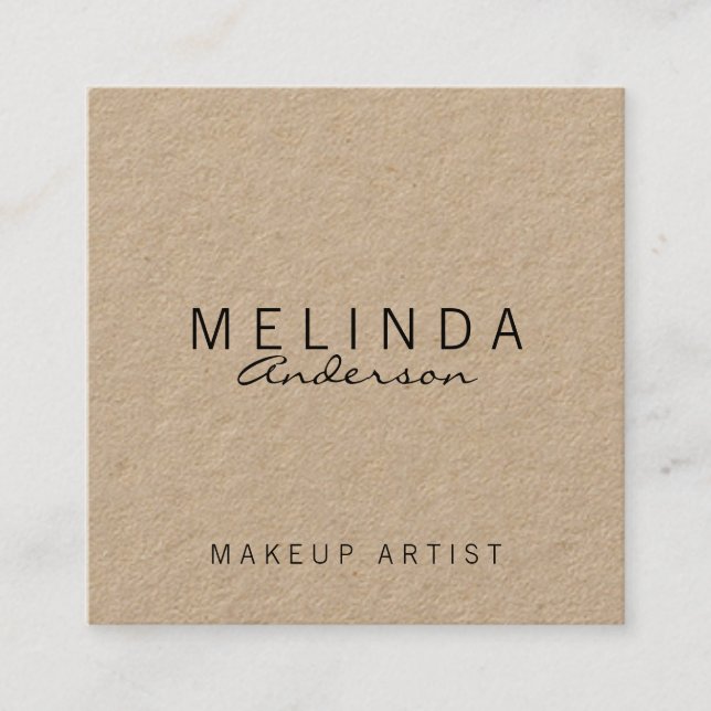 Professional Simple Modern Kraft Paper Square Business Card (Front)