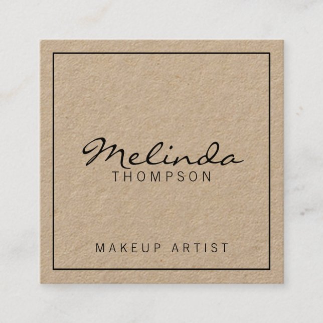 Professional Simple Modern Kraft Paper Square Business Card (Front)
