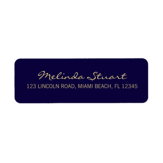 Professional Simple Modern Navy Blue and Gold Return Address Label