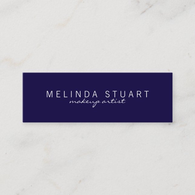 Professional Simple Modern Navy Blue Mini Business Card (Front)