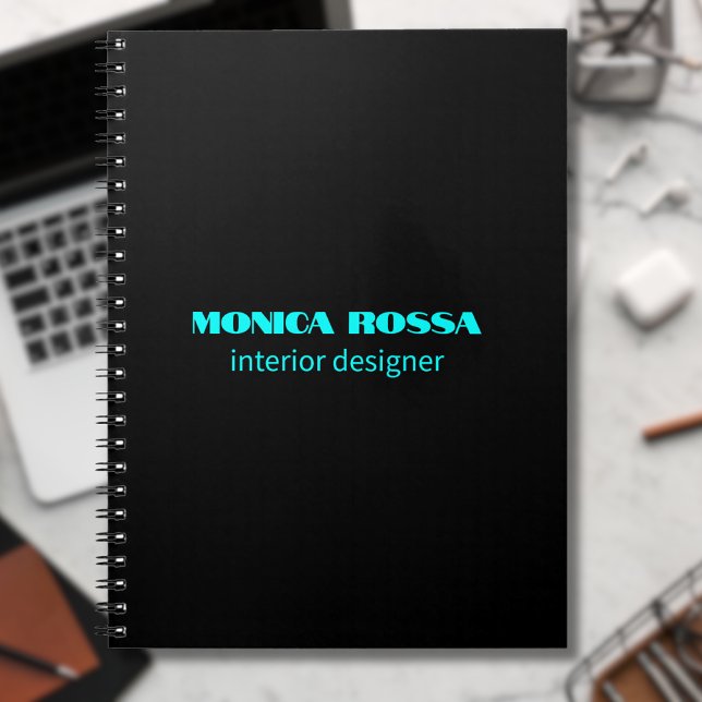 Professional Simple Modern Neon Blue Black Notebook (Creator Uploaded)