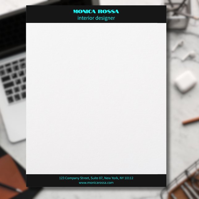 Professional Simple Modern Neon Blue Letterhead (Creator Uploaded)