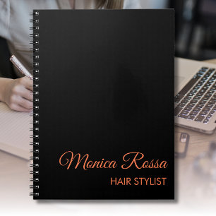 Professional Simple Modern Neon Coral Black Notebook