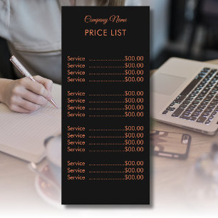 Professional Simple Modern Neon Coral Price List Menu