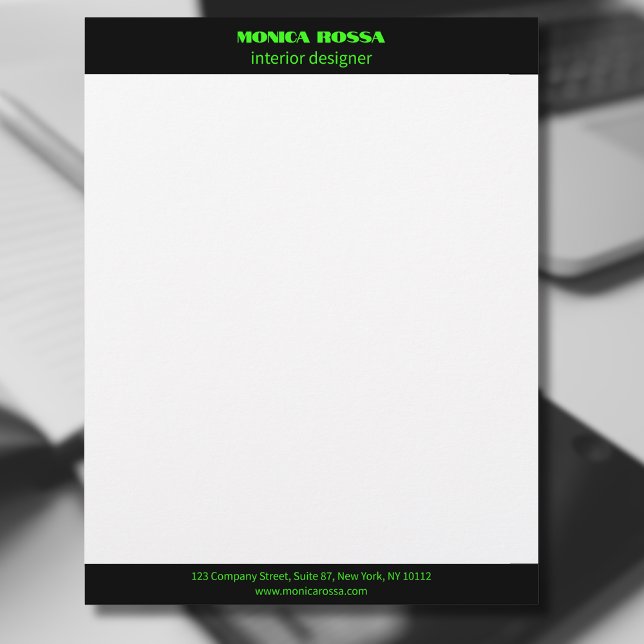 Professional Simple Modern Neon Green Letterhead (Creator Uploaded)