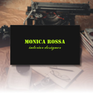 Professional Simple Modern Neon Lime Black Business Card