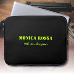 Professional Simple Modern Neon Lime Black Laptop Sleeve<br><div class="desc">Minimalist Clean Black Soli Colour Background and Neon Lime modern font laptop sleeve. Personalise for your custom use. Click on the "Customise It" button to change the background colour,  font styles and font colour.
Classic Design | Elegant Product | Trendy Colours | Stylish and Fashion | Professional Business Design</div>