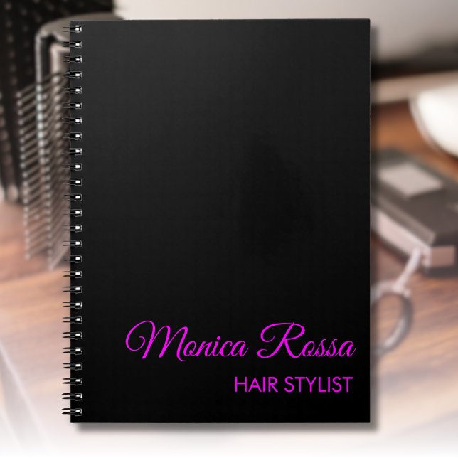 Professional Simple Modern Neon Magenta Black Notebook (Creator Uploaded)