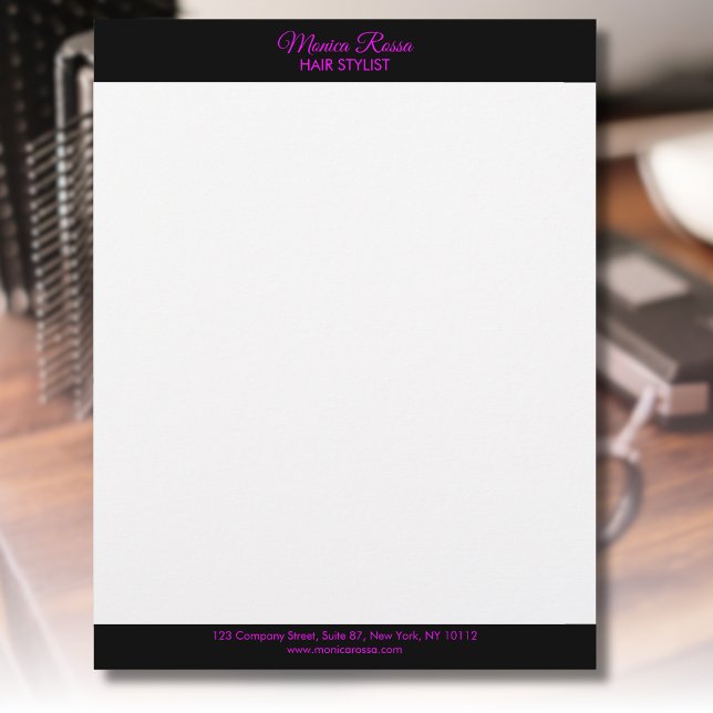 Professional Simple Modern Neon Magenta Letterhead (Creator Uploaded)