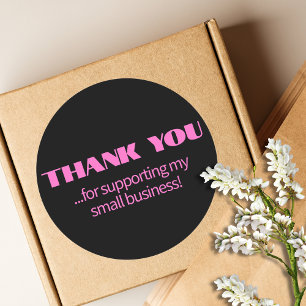 Professional Simple Modern Neon Pink Black Classic Round Sticker