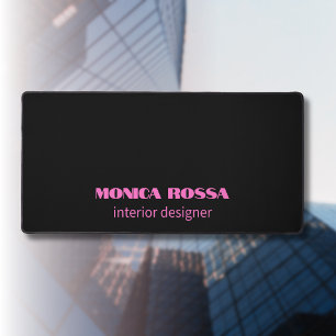 Professional Simple Modern Neon Pink Black Desk Mat