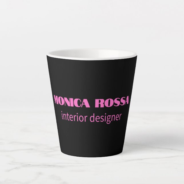 Professional Simple Modern Neon Pink Black Latte Mug (Front)