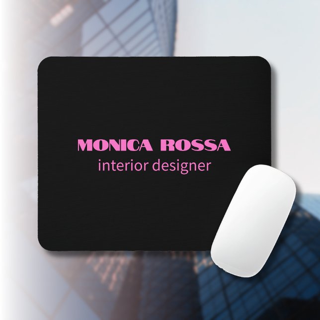 Professional Simple Modern Neon Pink Black Mouse Mat (Creator Uploaded)