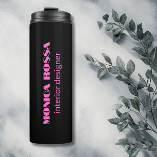 Professional Simple Modern Neon Pink Black Thermal Tumbler