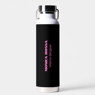 Professional Simple Modern Neon Pink Black Water Bottle