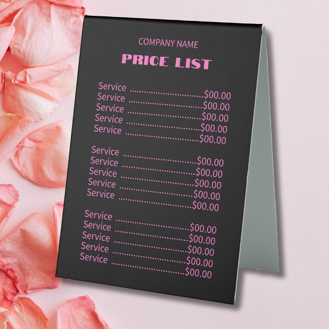 Professional Simple Modern Neon Pink Price List (Creator Uploaded)