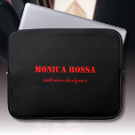 Professional Simple Modern Neon Red Black Laptop Sleeve<br><div class="desc">Minimalist Clean Black Soli Colour Background and Neon Red modern font laptop sleeve. Personalise for your custom use. Click on the "Customise It" button to change the background colour,  font styles and font colour.
Classic Design | Elegant Product | Trendy Colours | Stylish and Fashion | Professional Business Design</div>