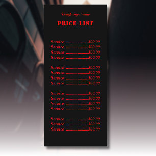 Professional Simple Modern Neon Red Price List Menu