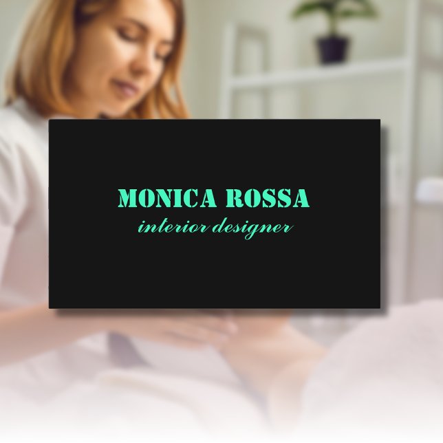 Professional Simple Modern Neon Teal Black Business Card (Creator Uploaded)