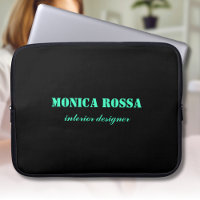 Professional Simple Modern Neon Teal Black