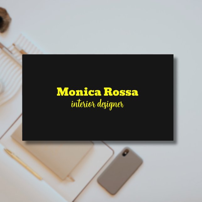 Professional Simple Modern Neon Yellow Black Business Card (Creator Uploaded)