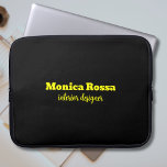 Professional Simple Modern Neon Yellow Black Laptop Sleeve<br><div class="desc">Minimalist Clean Black Soli Colour Background and Neon Yellow modern font laptop sleeve. Personalise for your custom use. Click on the "Customise It" button to change the background colour,  font styles and font colour.
Classic Design | Elegant Product | Trendy Colours | Stylish and Fashion | Professional Business Design</div>
