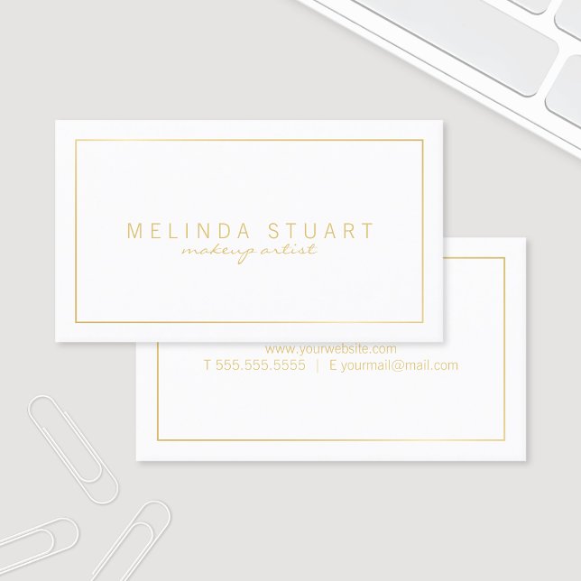 Professional Simple Modern White and Gold Business Card (Creator Uploaded)