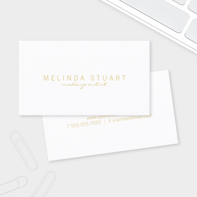 Professional Simple Modern White and Gold Business Card (Creator Uploaded)