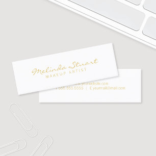 Professional Simple Modern White and Gold Mini Business Card