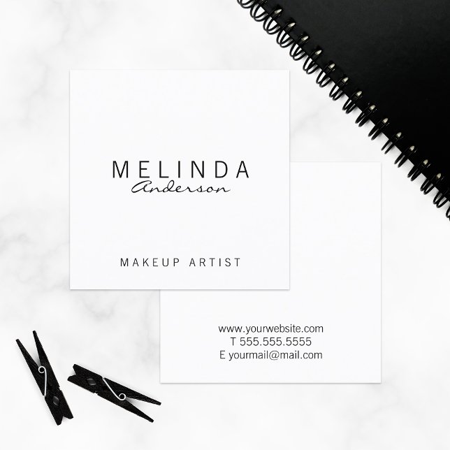 Professional Simple Modern White Square Business Card (Creator Uploaded)