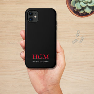 Professional Simple Monogram Logo Black Red iPhone 11 Case
