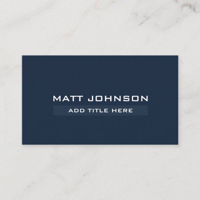 Professional Simple Navy Blue Business Card (Front)