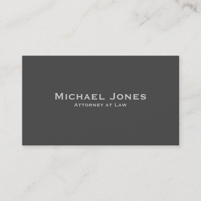 Professional Simple Plain Attorney Charcoal Business Card (Front)