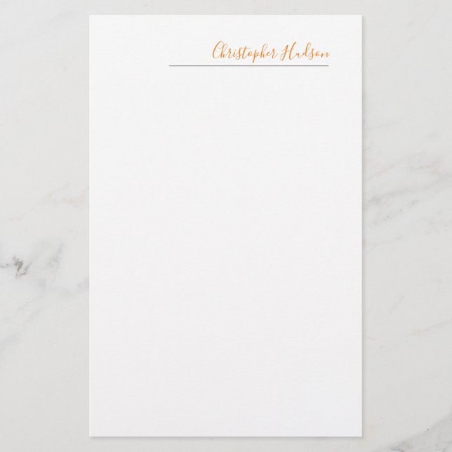 Professional Simple Plain Calligraphy Name Stationery (Front)
