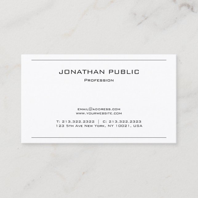 Professional Simple Plain Modern Elegant Design Business Card (Front)
